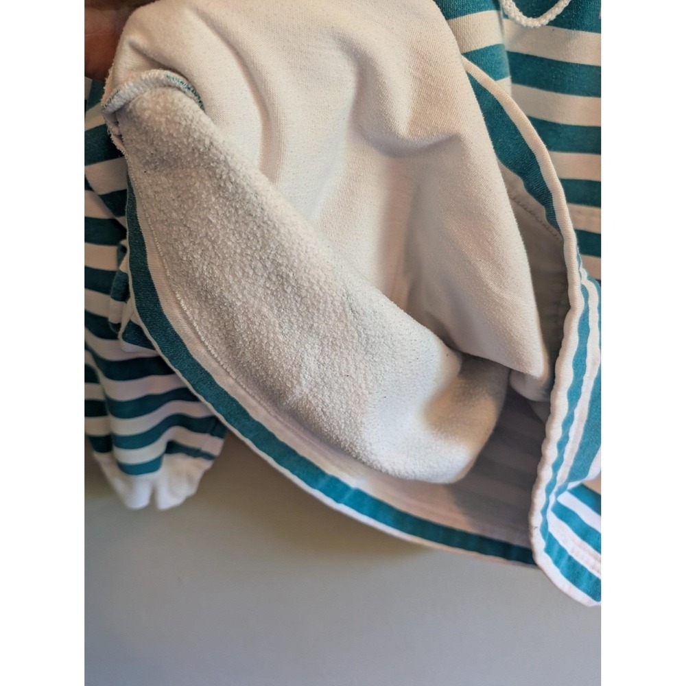 Cheetah Mervyns Vintage Striped Lace Up Sweatshirt Teal White Large Nautical - Picture 8 of 12